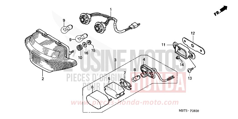 TAILLIGHT for Varadero ABS MUTE BLACK METALLIC (NH359) from 2004